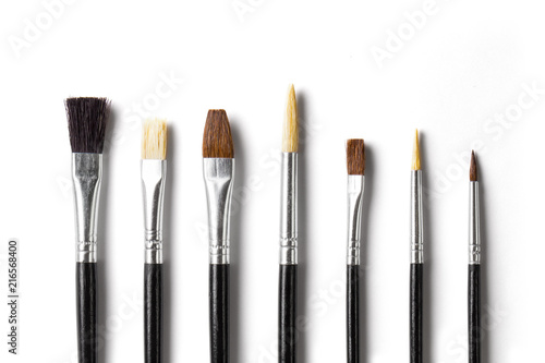 Different artistic brushes, isolated on white background