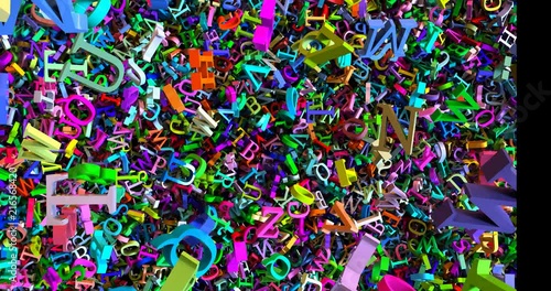 falling letters alphabet isolated background 4k