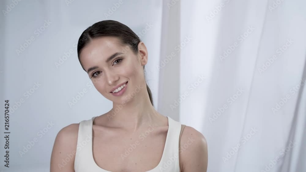 Portrait Beautiful Smiling Woman With Natural Makeup Portrait Beautiful Smiling Woman With Natural Makeup