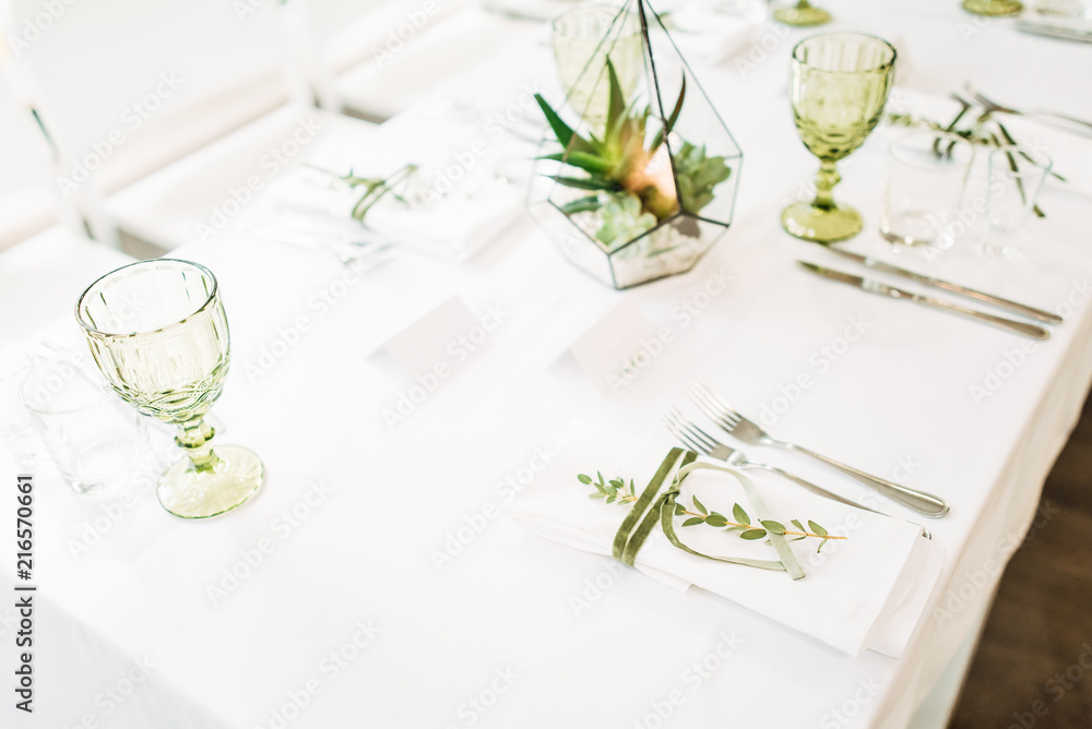 Delicate and stylish setting of the festive table. Banquet, wedding. Delicate and stylish setting of the festive table. Banquet, wedding.
