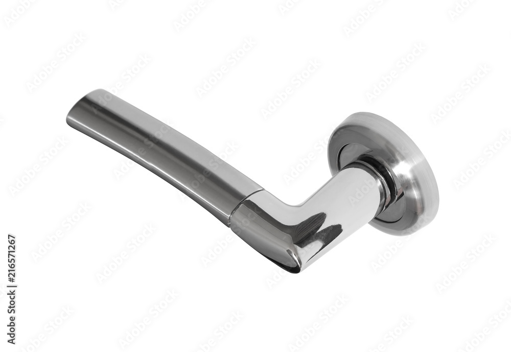 door handles / modern silver door handles on a white background in close-up door handles / modern silver door handles on a white background in close-up