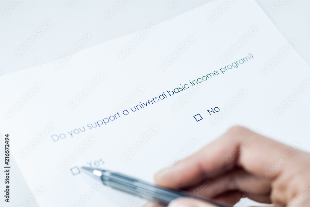 Obraz premium Do you support a universal basic income program? Yes