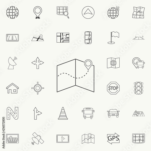 pin dotted on the map icon. Detailed set of navigation icons. Premium quality graphic design sign. One of the collection icons for websites, web design, mobile app