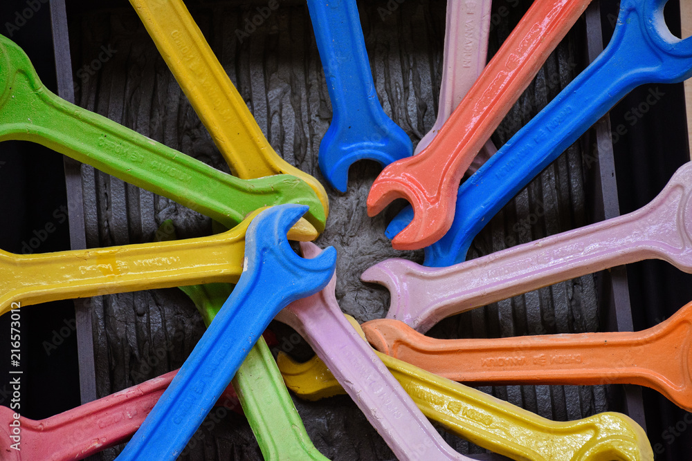 Multi-colored wrench fan