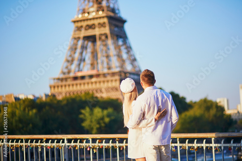 Romantic loving couple in Paris