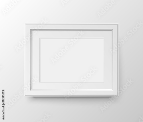 A3 and A4 horizontal blank picture frame with passepartout for photographs. Vector realistic paper or Matte plastic white with shadow