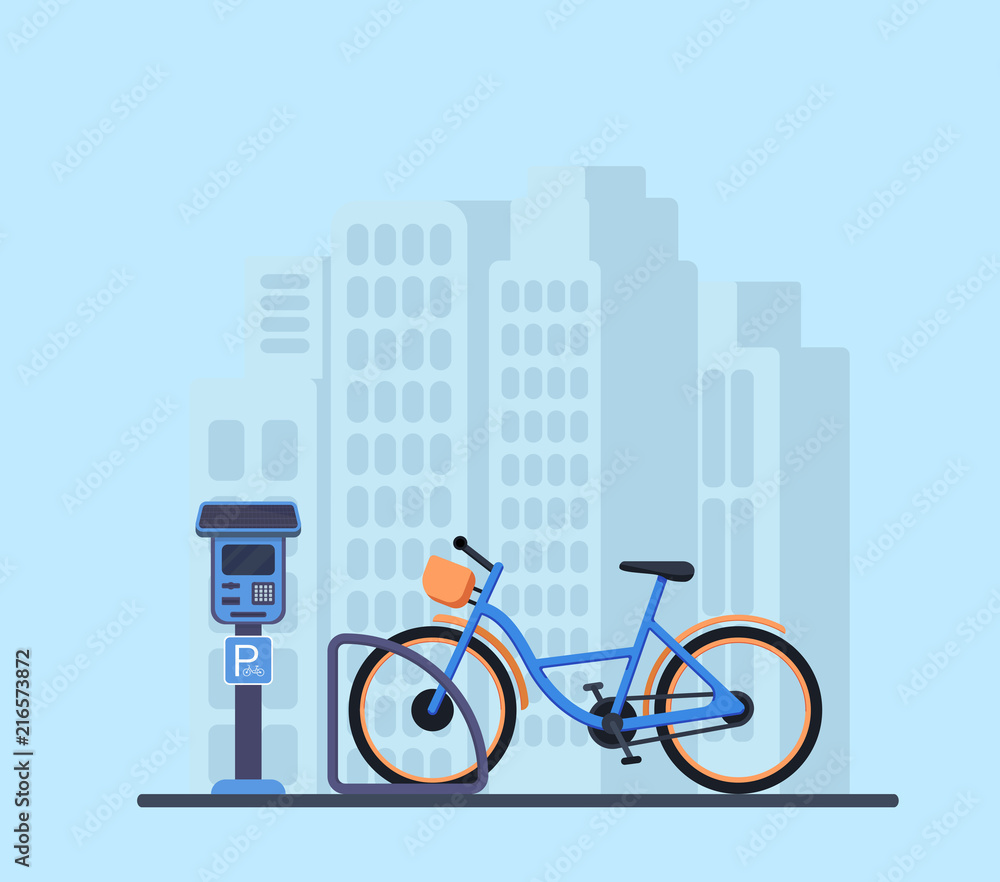 Bicycle sharing automated stantion or system. Smart service for rent bicycles in the city.