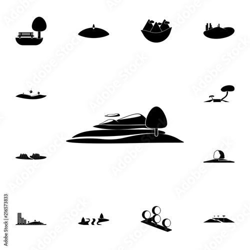 tree at the foot of the mountain icon. Detailed set of Park and landscape icons. Premium quality graphic design sign. One of the collection icons for websites, web design