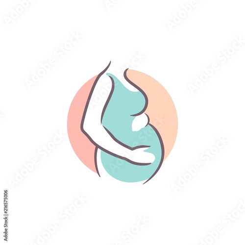 pregnancy logo pregnant woman maternal vector illustration