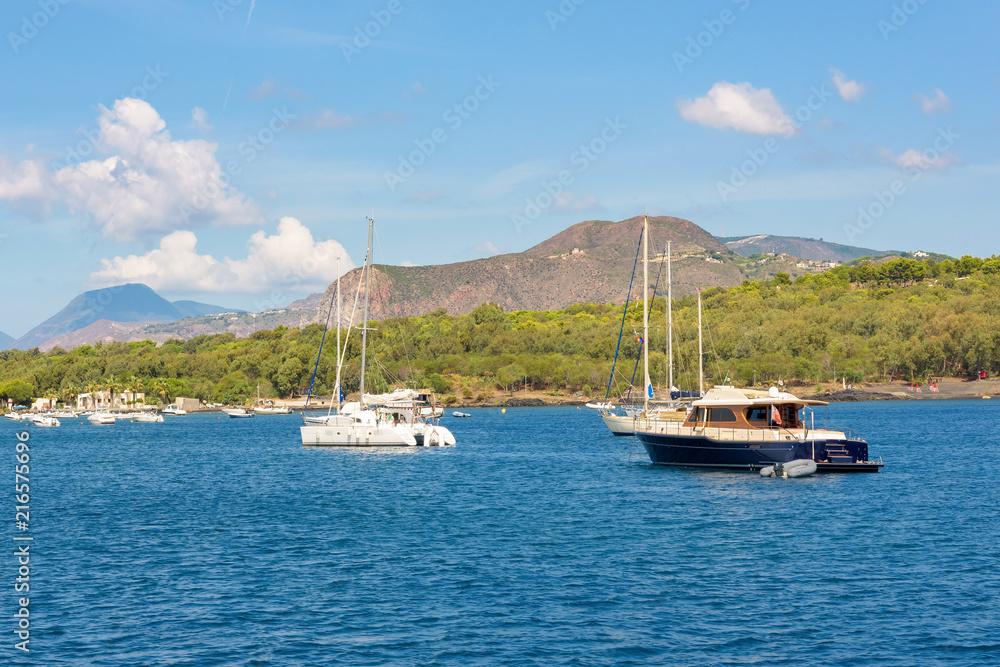 Yachts at the Vulcano Island