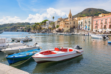 Acrylglasbilder Stadt am Wasser Boote in Marina Corta auf Lipari  © mkos83