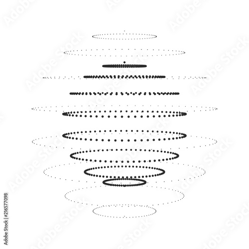 Abstract 3d sphere made of points. Abstract vector mesh sphere made of points. 3D effect ornament. Made of dots and points