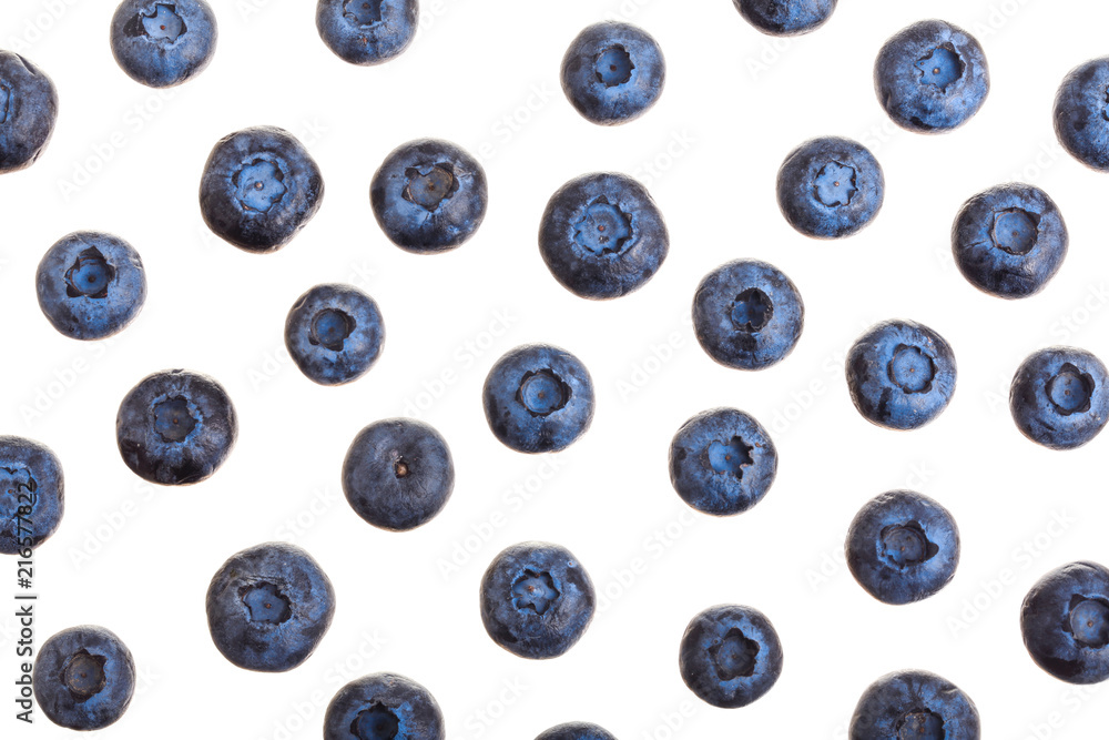 fresh ripe blueberry isolated on white background. Top view. Flat lay pattern fresh ripe blueberry isolated on white background. Top view. Flat lay pattern