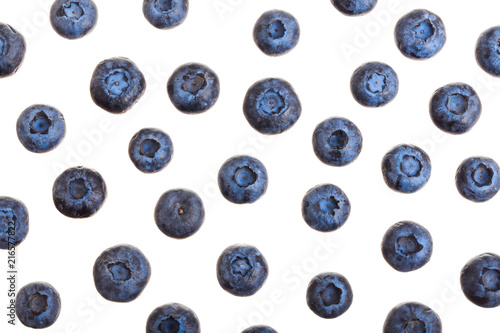 fresh ripe blueberry isolated on white background. Top view. Flat lay pattern