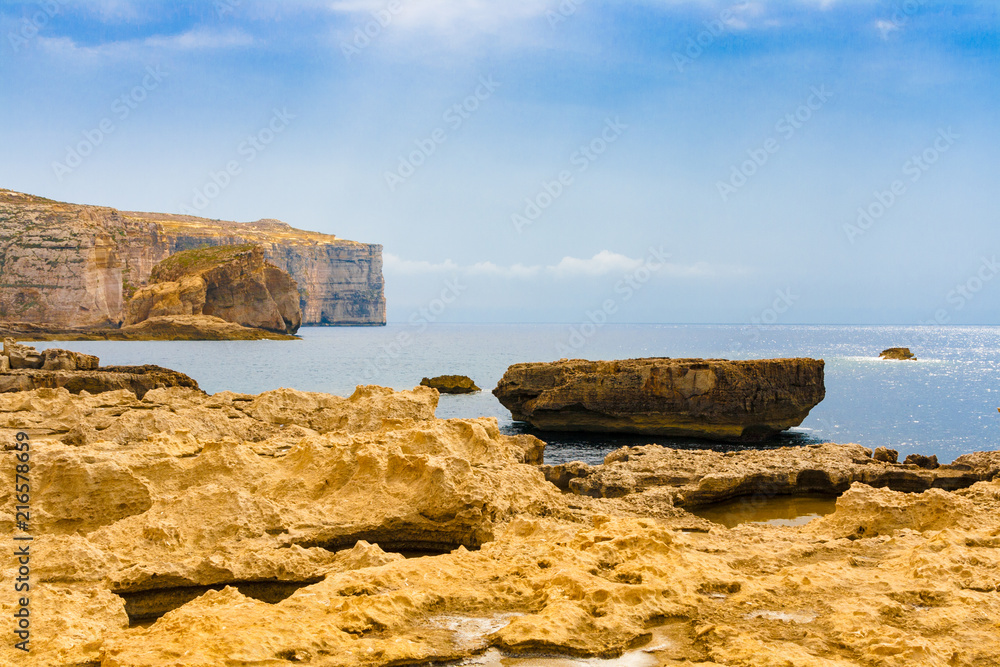 Cliff near Azure Window in Gozo, Malta