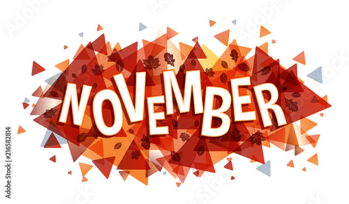 November word concept, Autumn season banner.