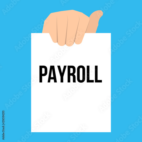 Man showing paper PAYROLL text