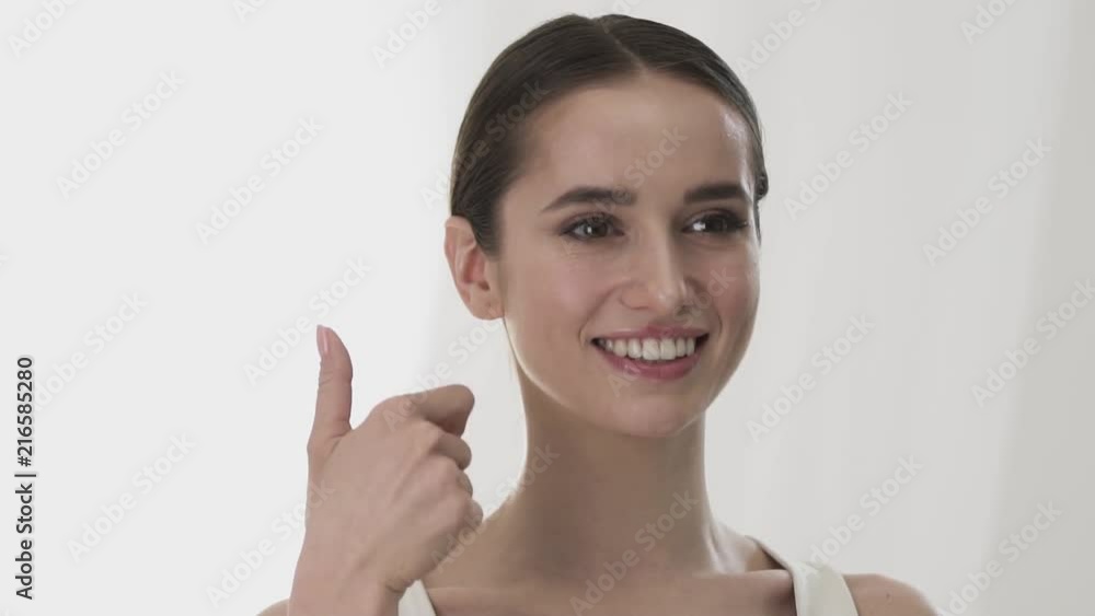 Beautiful Woman Counting On Fingers To Five Beautiful Woman Counting On Fingers To Five