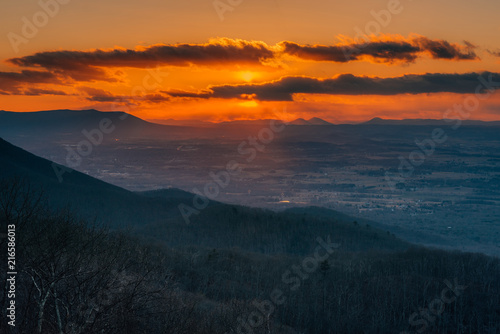 A winter sunset from Skyline Drive in Shenandoah National Park, Virginia