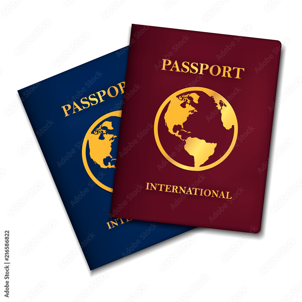 Two international passports concepts (blue and red versions) Two international passports concepts (blue and red versions)