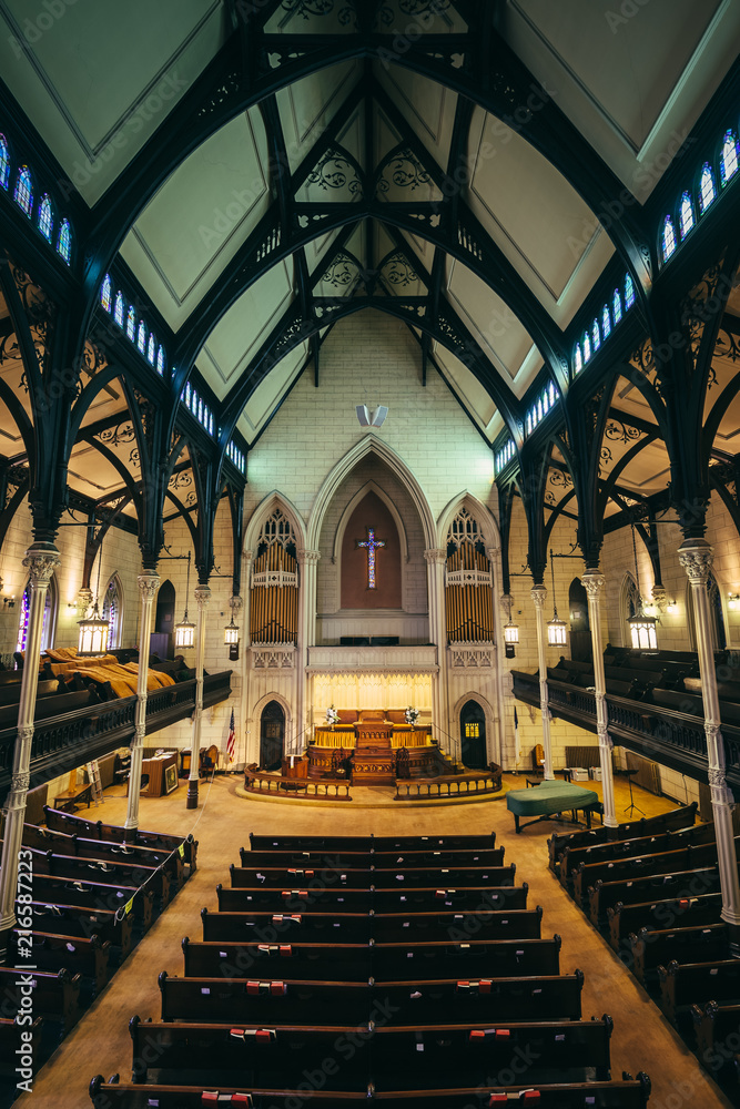 Interior of the Mt. Vernon Place United Methodist Church in Baltimore, Maryland