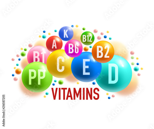 Vitamin, mineral banner of healthy food supplement