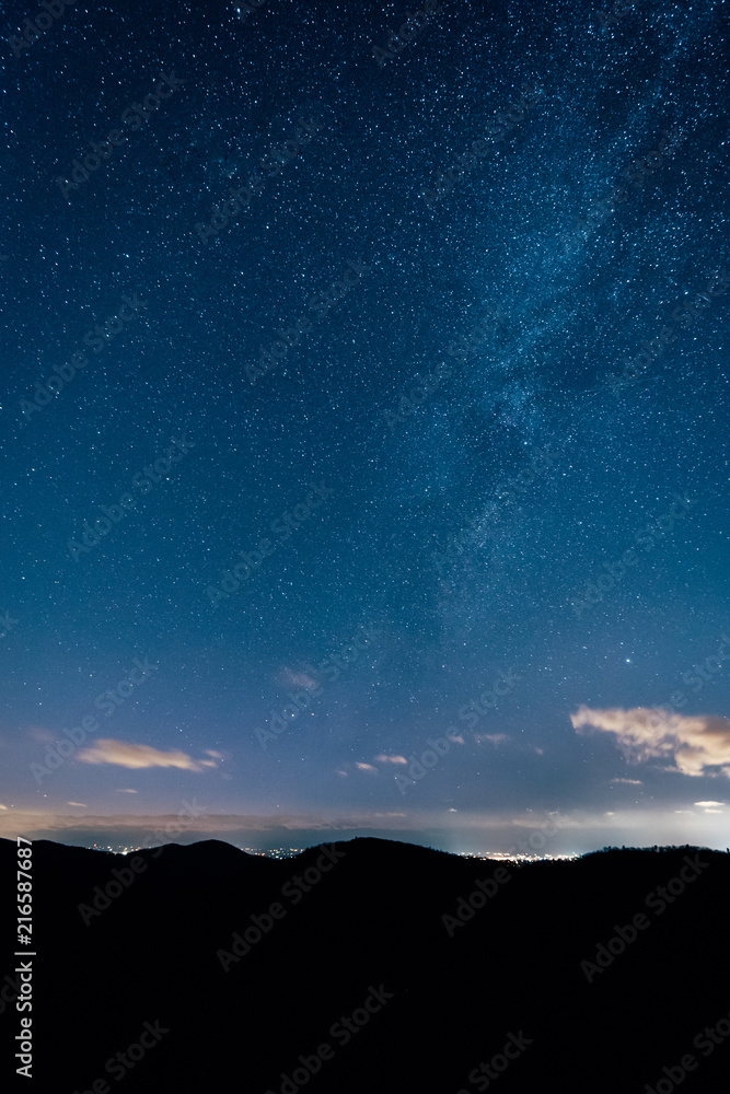 The Milky Way in the night sky, from Skyline Drive in Shenandoah National Park, Virginia