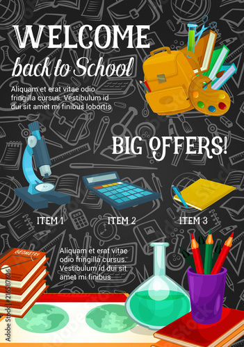 Back to school sale promotion poster template