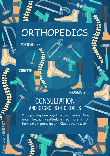 Orthopedics medical banner with bone and joint