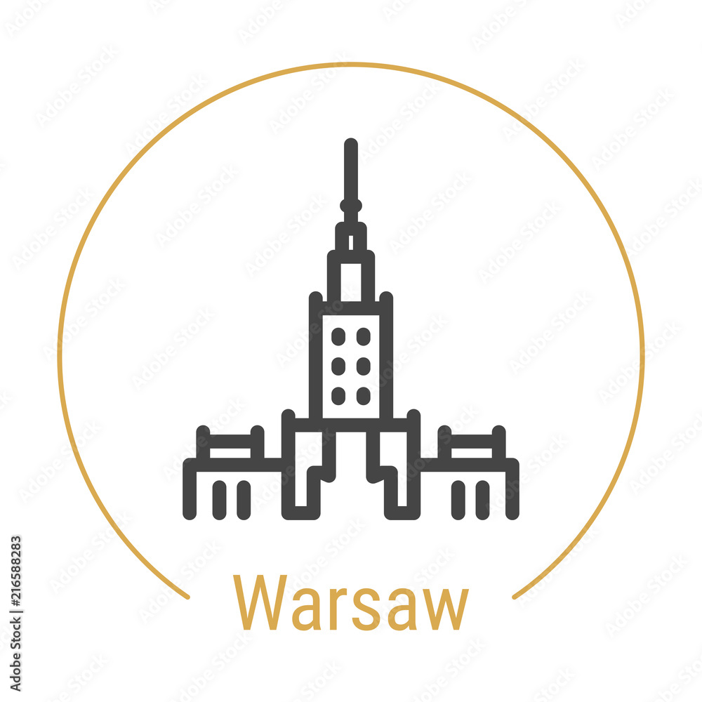 Obraz premium Warszawa, Polska wektor ikona linii