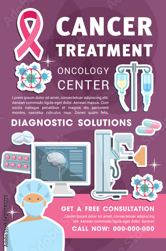 Oncology medicine poster with cancer chemotherapy