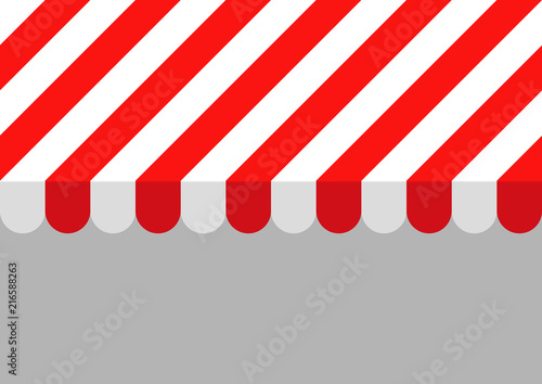 Red and white striped sunshade. Horizontally seamless pattern, EPS 8 vector illustration or background for ads, covers, posters, websites etc.