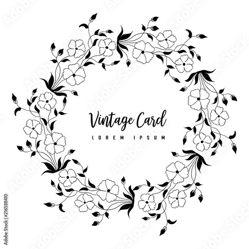 card with template text and flower on background vector illustration