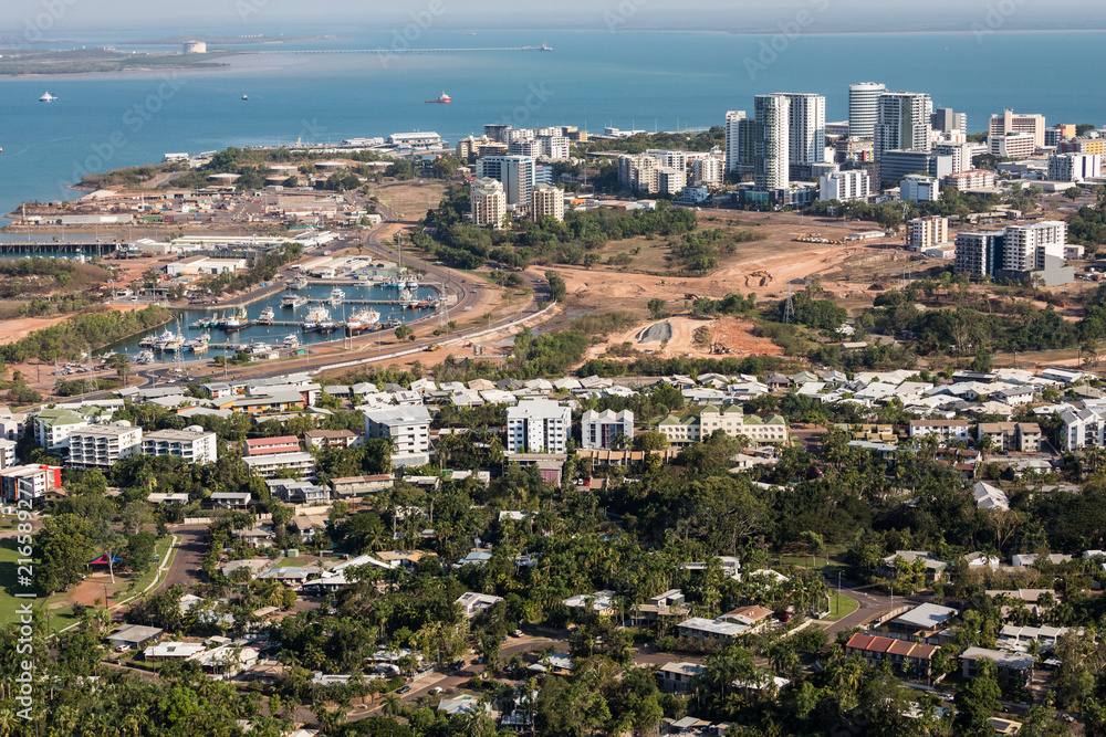 An aerial photo of Darwin, the capital city of the Northern Territory of Australia.
