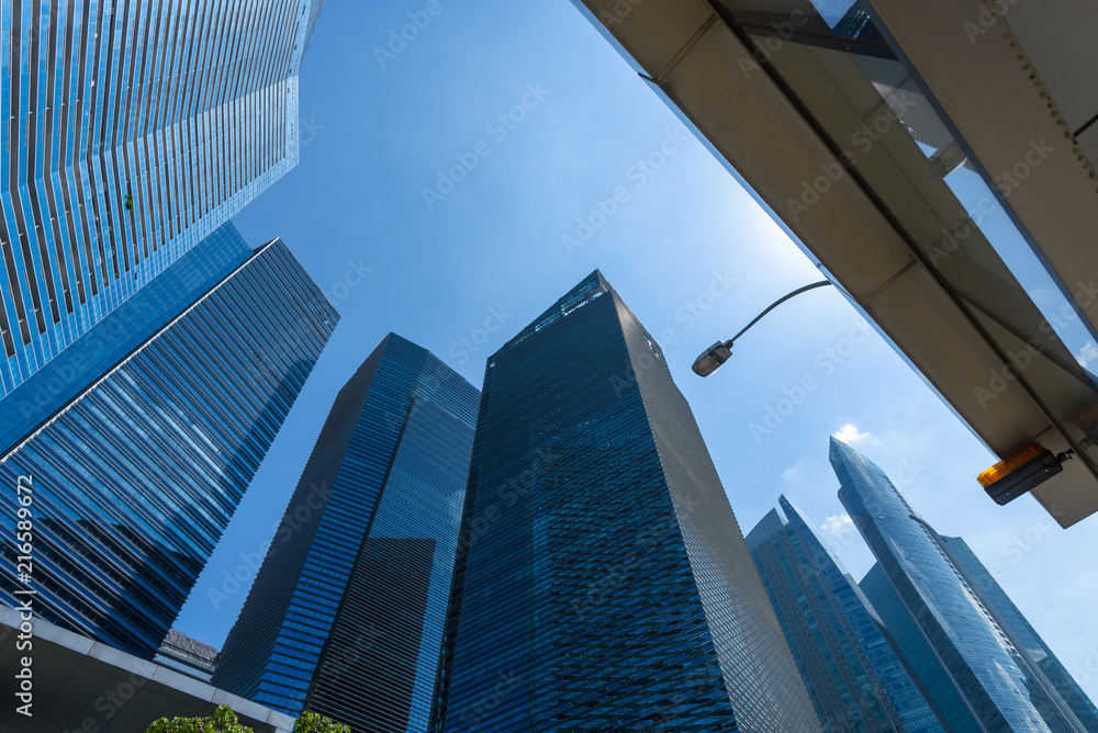 Skyline of Singapore city. Downtown skyscrapers office buildings of modern megalopolis