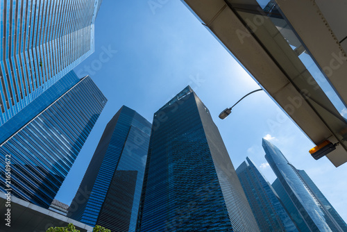 Skyline of Singapore city. ...