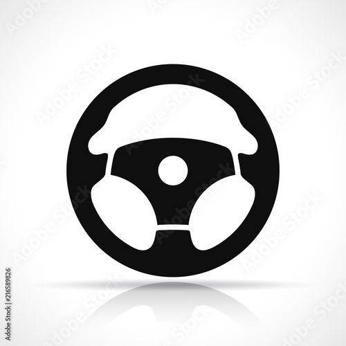 Fototapet Vector steering wheel black icon