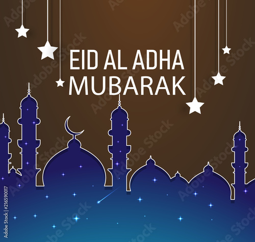 Eid Mubarak Islamic vector design greeting card template with Eid Mubarak