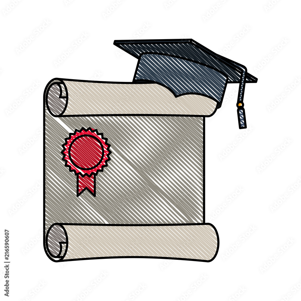 hat graduation with diploma vector illustration design hat graduation with diploma vector illustration design