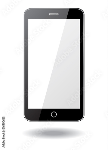 black smartphone on white background, vector illustration