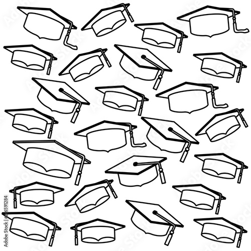 hats graduation pattern background vector illustration design