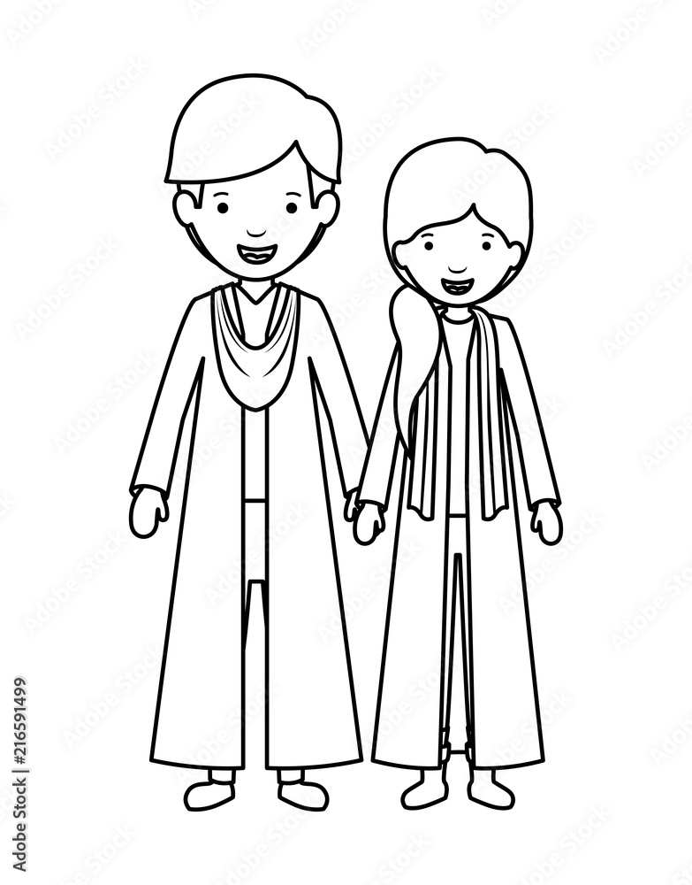couple graduates avatars characters vector illustration design couple graduates avatars characters vector illustration design