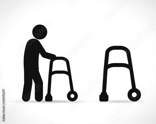 Vector walker disabled black icons photo