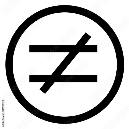 not equal sign. flat style. not equal icon illustration isolated on white background. not equal icon for graphic design, Web site, UI. math symbols glyph icon.