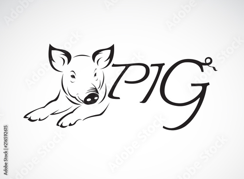 Vector design a pig is text on a white background. Farm animals. Easy editable layered vector illustration.