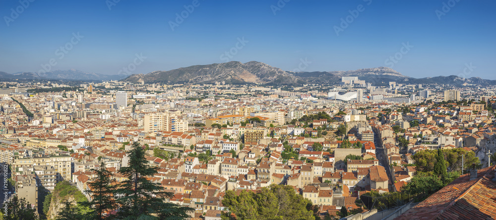 Marseille aerial view panorama city skyline, Marseille France