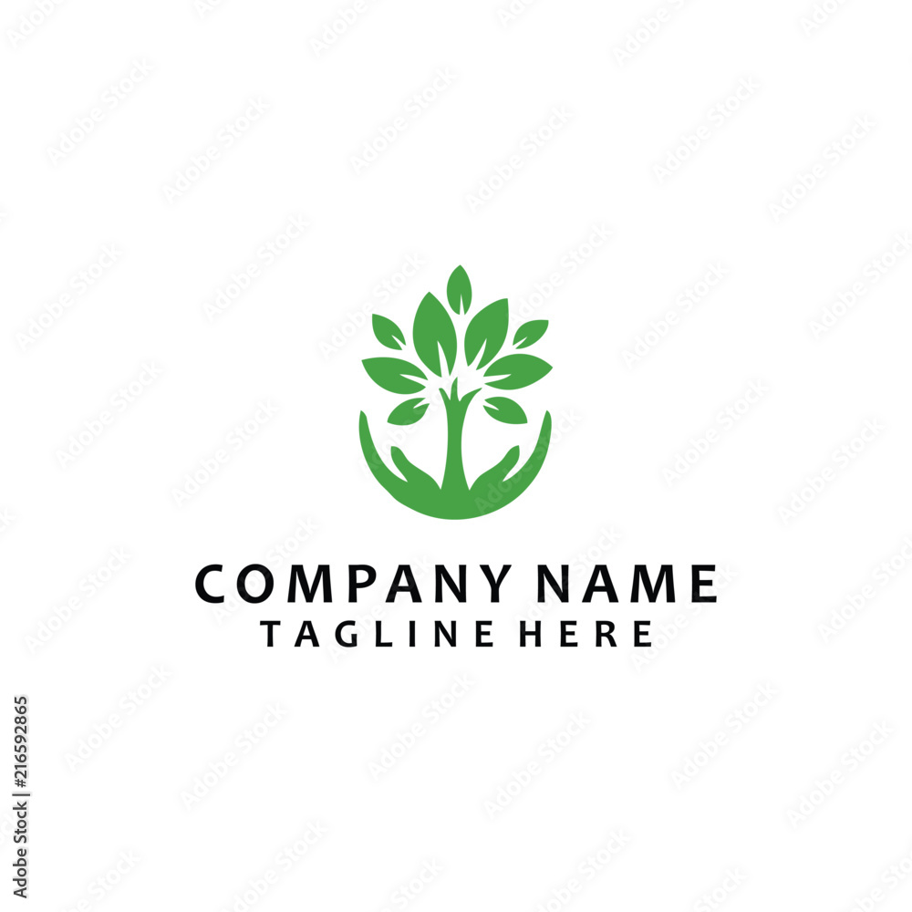 tree leaf & hand logo tree leaf & hand logo