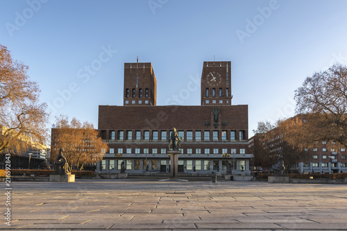 Canvas Print Oslo city skyline at Oslo City Hall, Oslo Norway