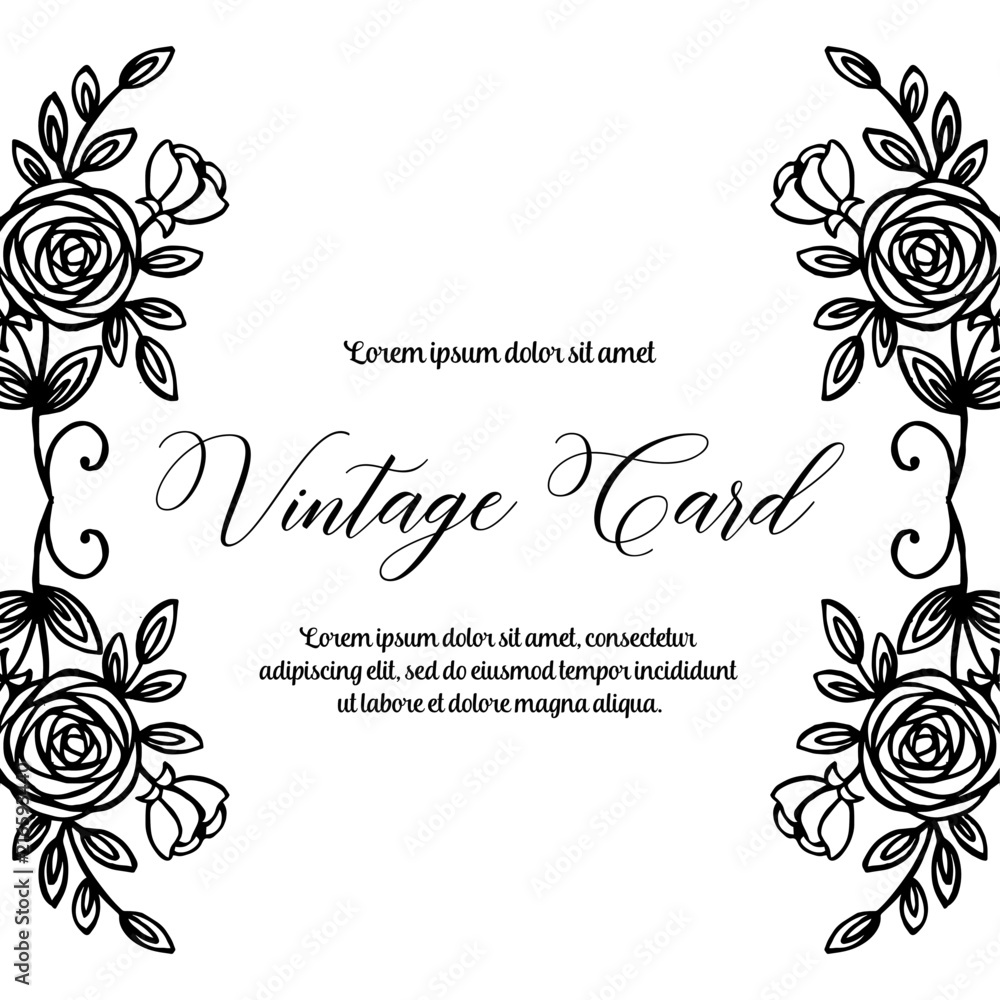 Floral vintage card template design collection vector illustration