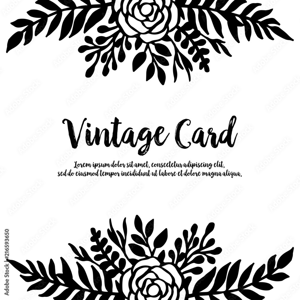 Flower design for vintage card hand draw vector illustration